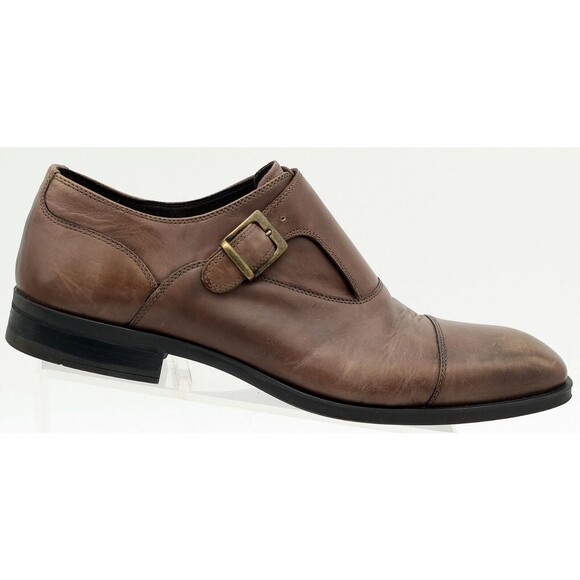 Donald J Pliner Sergio Monk Strap Shoes Mens 10.5M Brown Leather Cap Toe Italy main image 9